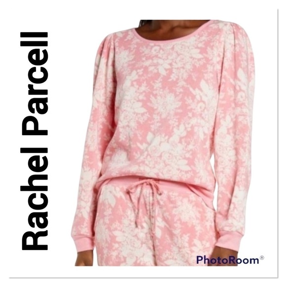 RACHEL PARCELL Pink Quill Rose Brocade Sweatshirt size small - Picture 1 of 7